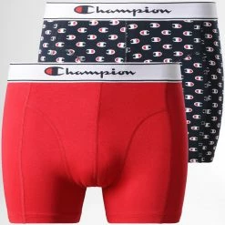 Lot De 2 Boxers U20015 Noir Rouge de Champion