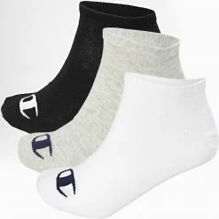 Lot De 3 Paires De Chaussettes Y08QI Blanc Noir Gris de Champion