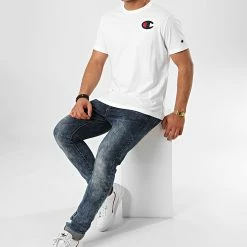 Tee Shirt 214195 Blanc de Champion -Champion Soldes champion 215516 214195 WW001 20200228T150201 04