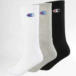 Lot De 3 Paires De Chaussettes Y08QG Noir Gris Blanc de Champion
