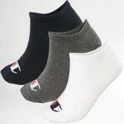 Lot De 3 Paires De Chaussettes Y08QI Blanc Gris Bleu Marine de Champion