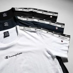 Tee Shirt A Bandes 216562 Bleu Marine de Champion -Champion Soldes champion 275051 216562 BS501 20210723T153539 05