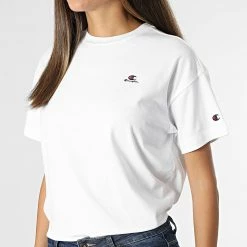 Tee Shirt Femme 114476 Blanc de Champion 8 Tee Shirt Femme 114476 Blanc de Champion -Champion Soldes champion 281645 114476 WW001 20210913T153251 03