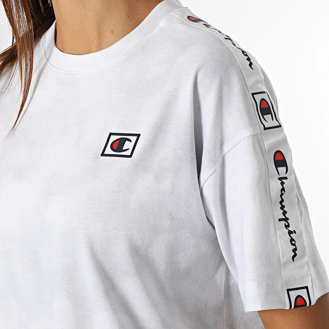 Tee Shirt Femme A Bandes 114761 Blanc de Champion 4 Tee Shirt Femme A Bandes 114761 Blanc de Champion – Image 2