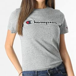 Tee Shirt Femme 114472 Gris Chiné de Champion