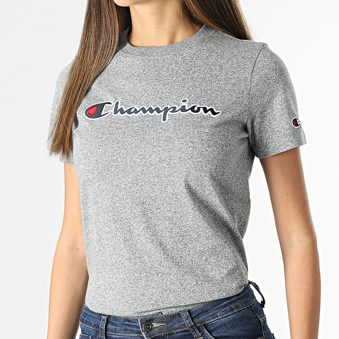 Tee Shirt Femme 114472 Gris Chiné de Champion 5 Tee Shirt Femme 114472 Gris Chiné de Champion – Image 3