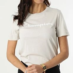 Tee Shirt Femme 114911 Beige de Champion -Champion Soldes champion 297567 114911 MS014 20220114T152801 03