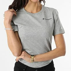 Tee Shirt Femme 114912 Gris Chiné de Champion -Champion Soldes champion 297574 114912 EM006 20220114T152311 03