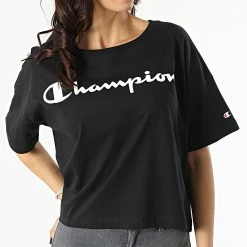 Tee Shirt Femme Crop 114914 Noir de Champion -Champion Soldes champion 297575 114914 KK001 20220114T145727 03