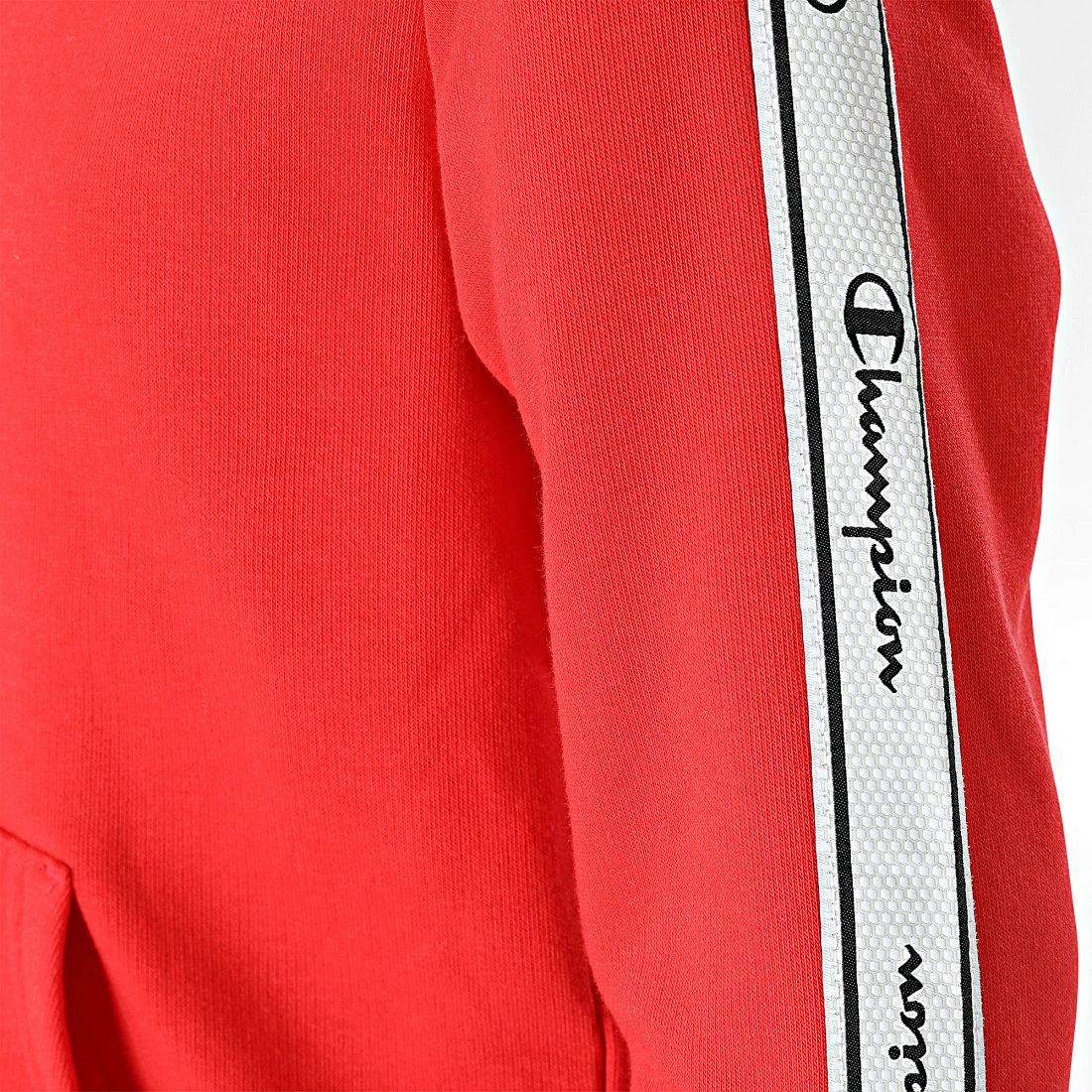 Sweat Capuche Enfant A Bandes 305916 Rouge de Champion 4 Sweat Capuche Enfant A Bandes 305916 Rouge de Champion – Image 2