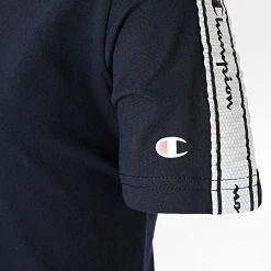 Tee Shirt Enfant A Bandes 305921 Bleu Marine de Champion -Champion Soldes champion 297624 305921 BS501 20220114T163215 02