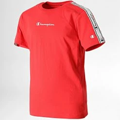 Tee Shirt Enfant A Bandes 305921 Rouge de Champion
