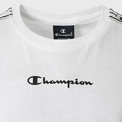 Tee Shirt Enfant A Bandes 305921 Blanc de Champion 6 Tee Shirt Enfant A Bandes 305921 Blanc de Champion -Champion Soldes champion 297627 305921 WW001 20220120T160625 02