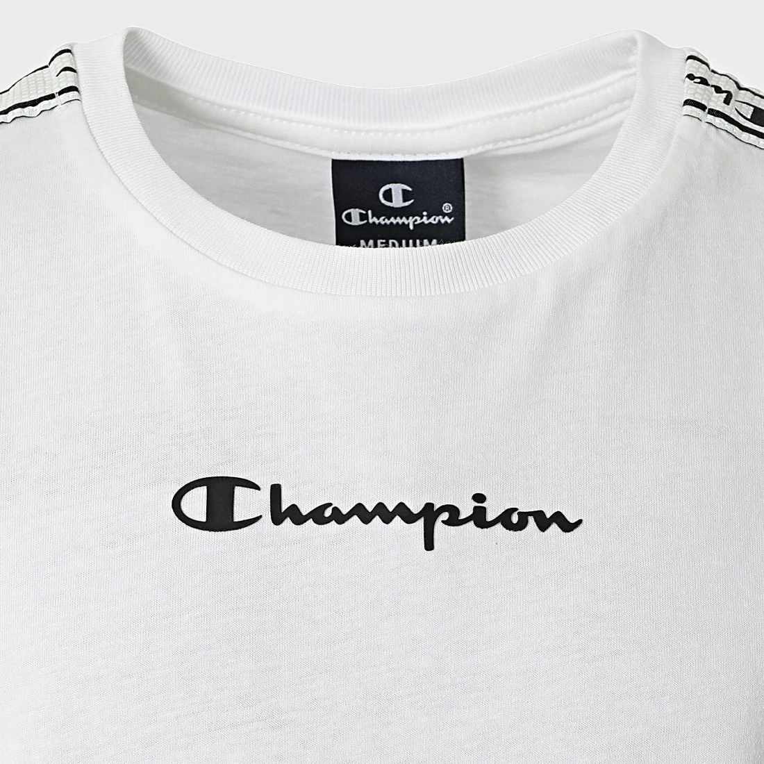 Tee Shirt Enfant A Bandes 305921 Blanc de Champion 4 Tee Shirt Enfant A Bandes 305921 Blanc de Champion – Image 2