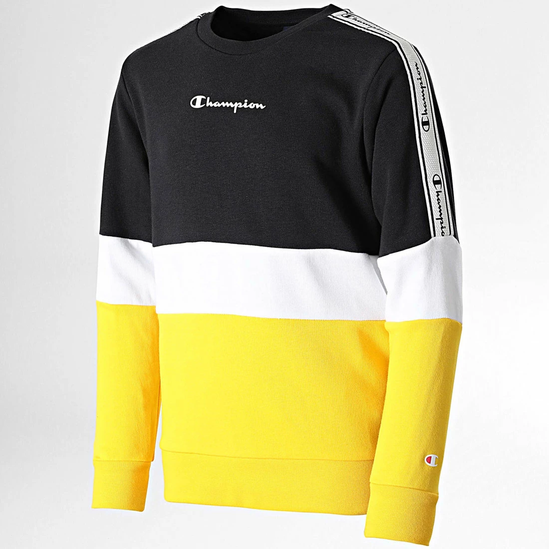 Sweat Crewneck Enfant A Bandes 305924 Noir Jaune de Champion 3 Sweat Crewneck Enfant A Bandes 305924 Noir Jaune de Champion