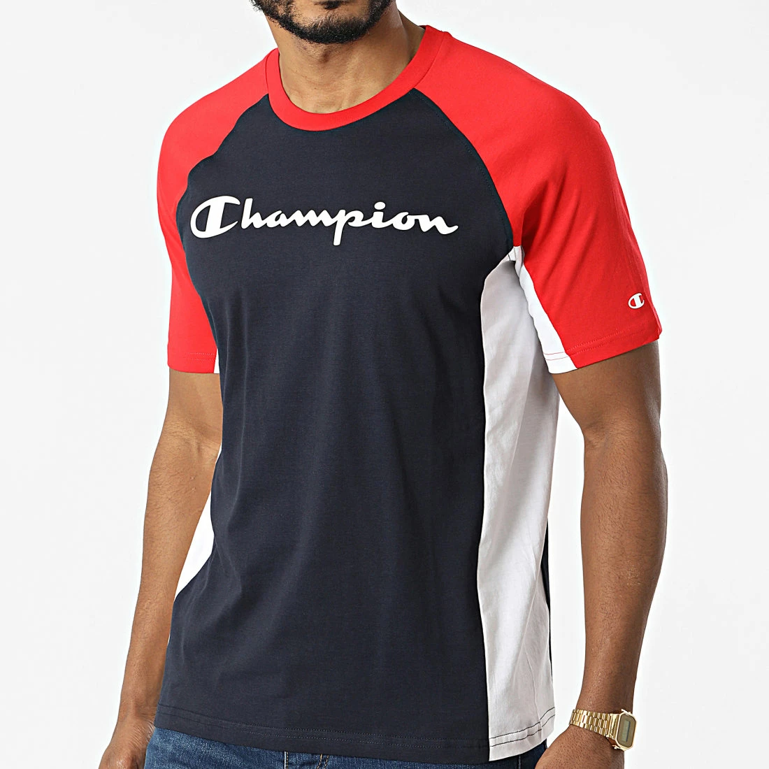 Tee Shirt Raglan 217152 Bleu Marine Rouge de Champion 5 Tee Shirt Raglan 217152 Bleu Marine Rouge de Champion – Image 3