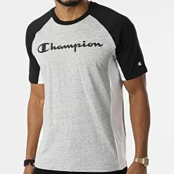 Tee Shirt Raglan 217152 Gris Chiné Noir de Champion
