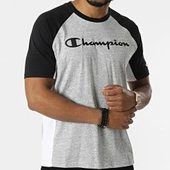 Tee Shirt Raglan 217152 Gris Chiné Noir de Champion -Champion Soldes champion 298900 217152 EM021 20220124T150550 03