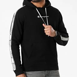 Sweat Capuche A Bandes 217184 Noir de Champion -Champion Soldes champion 298909 217184 KK001 20220118T152606 03