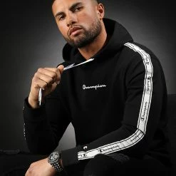 Sweat Capuche A Bandes 217184 Noir de Champion -Champion Soldes champion 298909 217184 KK001 20220119T122209 05