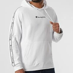 Sweat Capuche A Bandes 217184 Blanc de Champion -Champion Soldes champion 298912 217184 WW001 20220118T152739 03