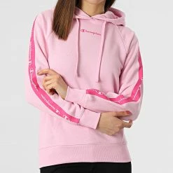 Sweat Capuche A Bandes Femme 115048 Rose de Champion