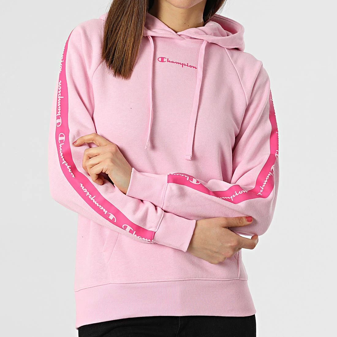 Sweat Capuche A Bandes Femme 115048 Rose de Champion 3 Sweat Capuche A Bandes Femme 115048 Rose de Champion