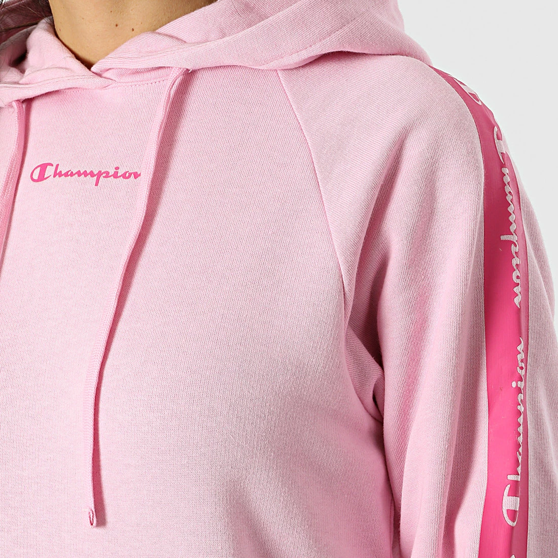 Sweat Capuche A Bandes Femme 115048 Rose de Champion 4 Sweat Capuche A Bandes Femme 115048 Rose de Champion – Image 2