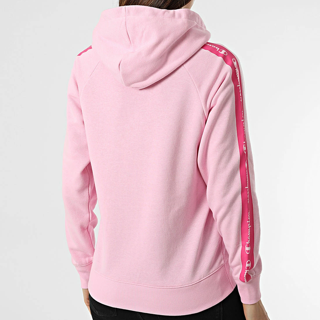 Sweat Capuche A Bandes Femme 115048 Rose de Champion 6 Sweat Capuche A Bandes Femme 115048 Rose de Champion – Image 4