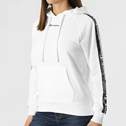 Sweat Capuche A Bandes Femme 115048 Blanc de Champion -Champion Soldes champion 299049 115048 WW001 20220131T161618 03