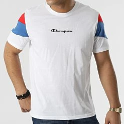 Tee Shirt Tricolore 217194 Blanc de Champion -Champion Soldes champion 299188 217194 WW001 20220125T161355 03
