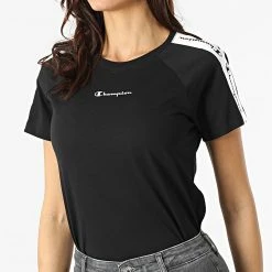 Tee Shirt Femme A Bandes 115057 Noir de Champion