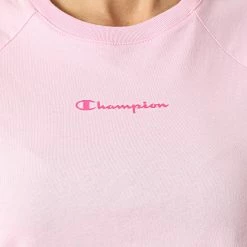 Tee Shirt Femme A Bandes 115057 Rose de Champion -Champion Soldes champion 300845 115057 PS032 20220301T143102 02