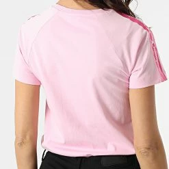 Tee Shirt Femme A Bandes 115057 Rose de Champion -Champion Soldes champion 300845 115057 PS032 20220301T143105 04