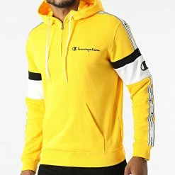 Sweat Capuche Col Zippé A Bandes 217190 Jaune de Champion