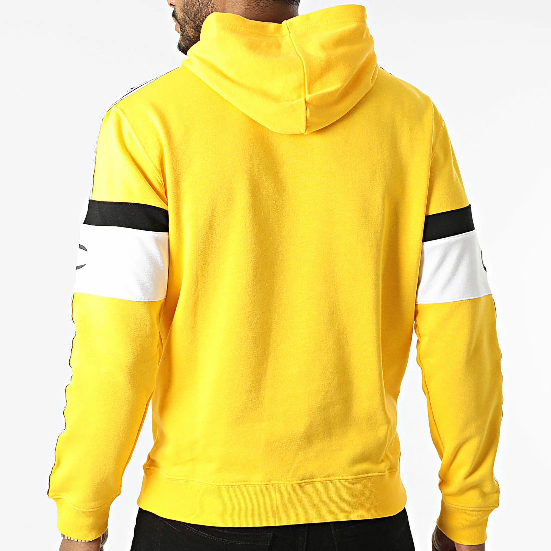 Sweat Capuche Col Zippé A Bandes 217190 Jaune de Champion 6 Sweat Capuche Col Zippé A Bandes 217190 Jaune de Champion – Image 4