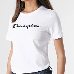 Tee Shirt Femme 114911 Blanc de Champion -Champion Soldes champion 303431 114911 WW001 20220223T145142 03