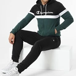 Ensemble De Survetement 217413 Noir Vert de Champion