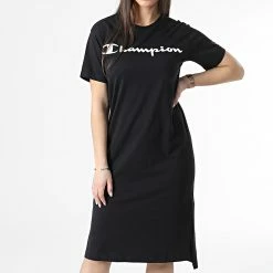 Robe Tee Shirt Femme Oversize 114890 Noir de Champion -Champion Soldes champion 306887 114890 KK001 20220310T152636 03