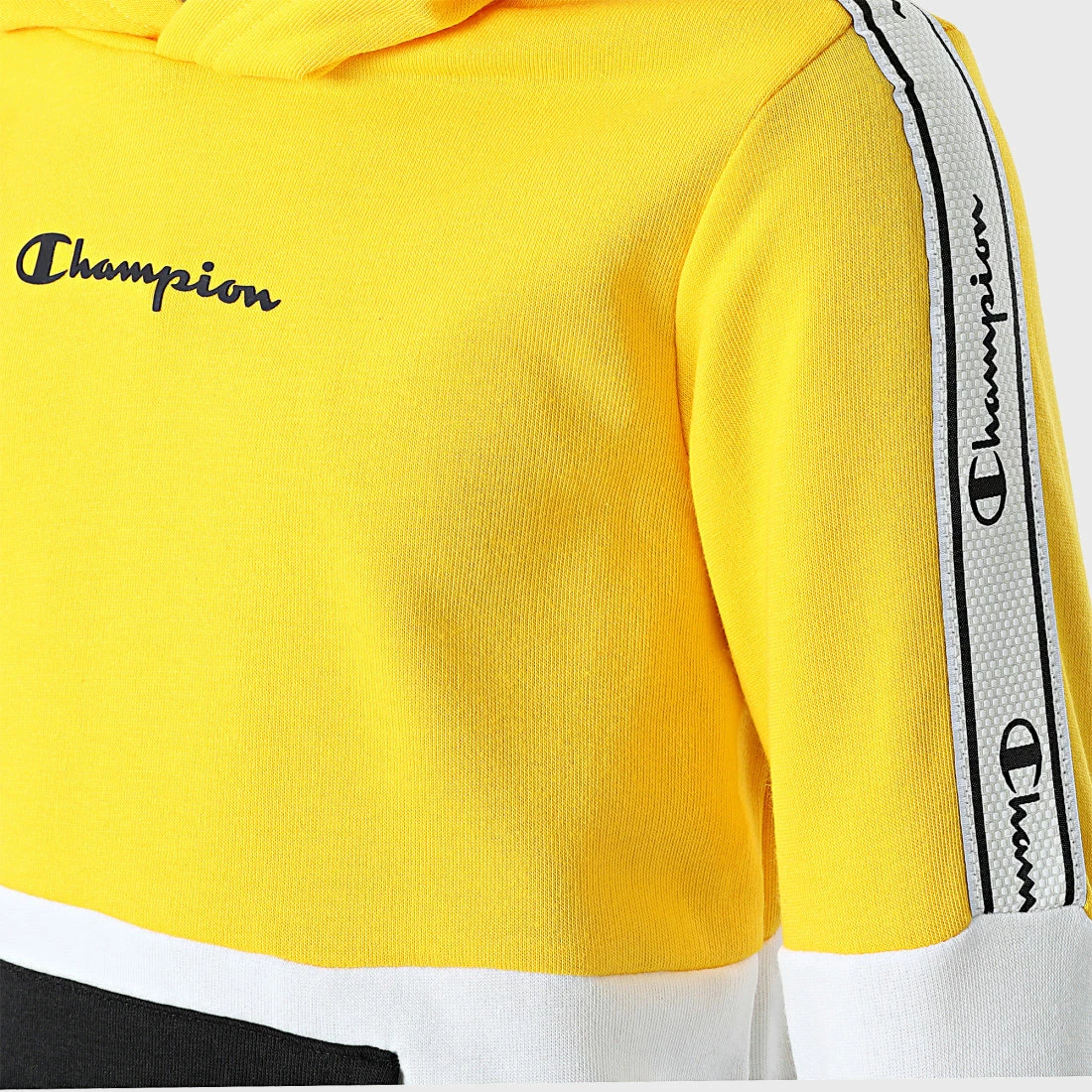 Sweat Capuche Enfant A Bandes 305923 Jaune de Champion 4 Sweat Capuche Enfant A Bandes 305923 Jaune de Champion – Image 2