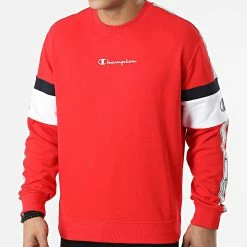 Sweat Crewneck A Bandes 217191 Rouge de Champion