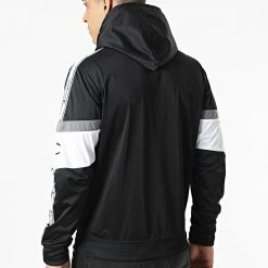 Veste Zippée Capuche Tricolore A Bandes 217192 Noir Gris de Champion -Champion Soldes champion 308914 217192 KK001 20220322T142415 04