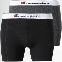 Lot De 2 Boxers U20003 Noir Gris Anthracite Chiné de Champion