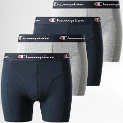 Lot De 4 Boxers U20002 Bleu Marine Gris Chiné de Champion