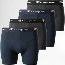 Lot De 4 Boxers U20002 Bleu Marine Gris Anthracite Chiné de Champion