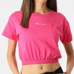 Tee Shirt Femme Crop 115211 Rose de Champion
