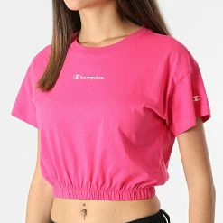 Tee Shirt Femme Crop 115211 Rose de Champion -Champion Soldes champion 316861 115211 PS025 20220512T160119 03