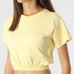 Tee Shirt Femme Crop 115211 Jaune de Champion -Champion Soldes champion 316862 115211 YS105 20220512T160016 03