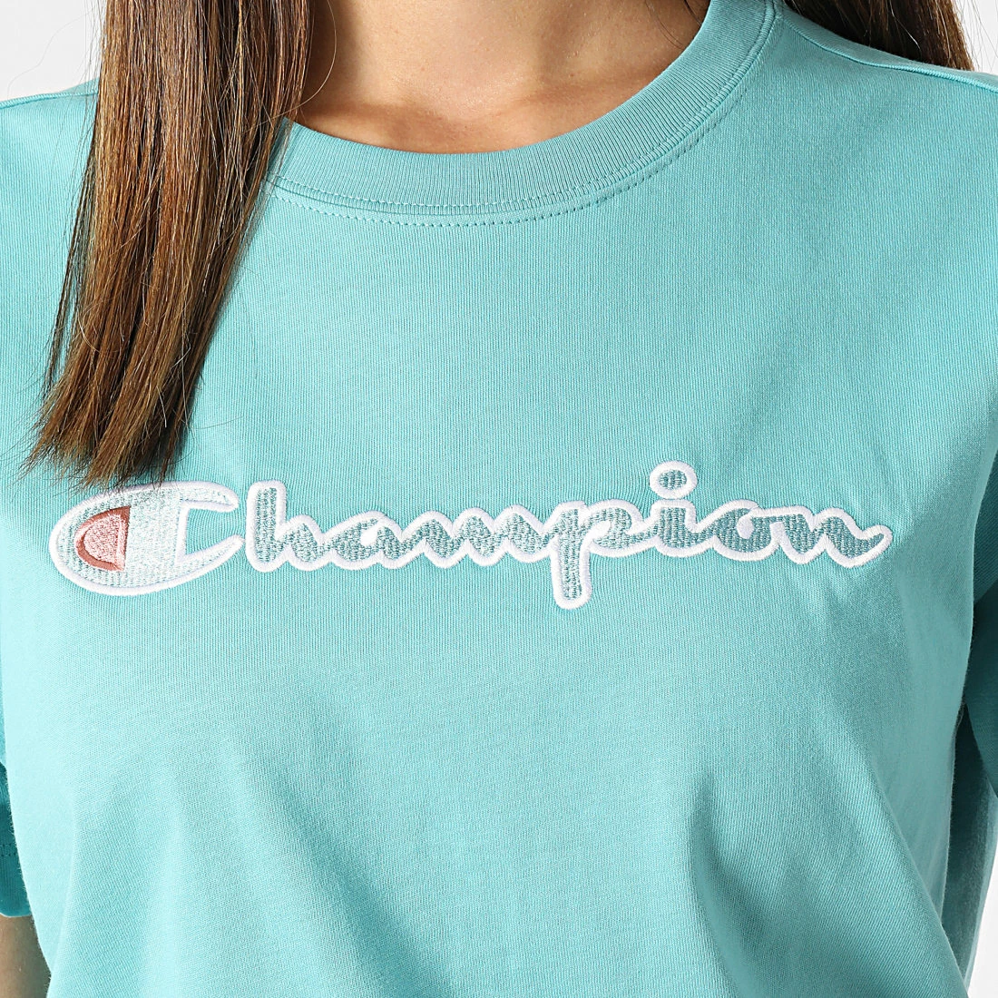 Tee Shirt Femme 115351 Turquoise de Champion 4 Tee Shirt Femme 115351 Turquoise de Champion – Image 2