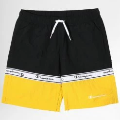 Short De Bain Enfant A Bandes 306045 Noir Jaune de Champion
